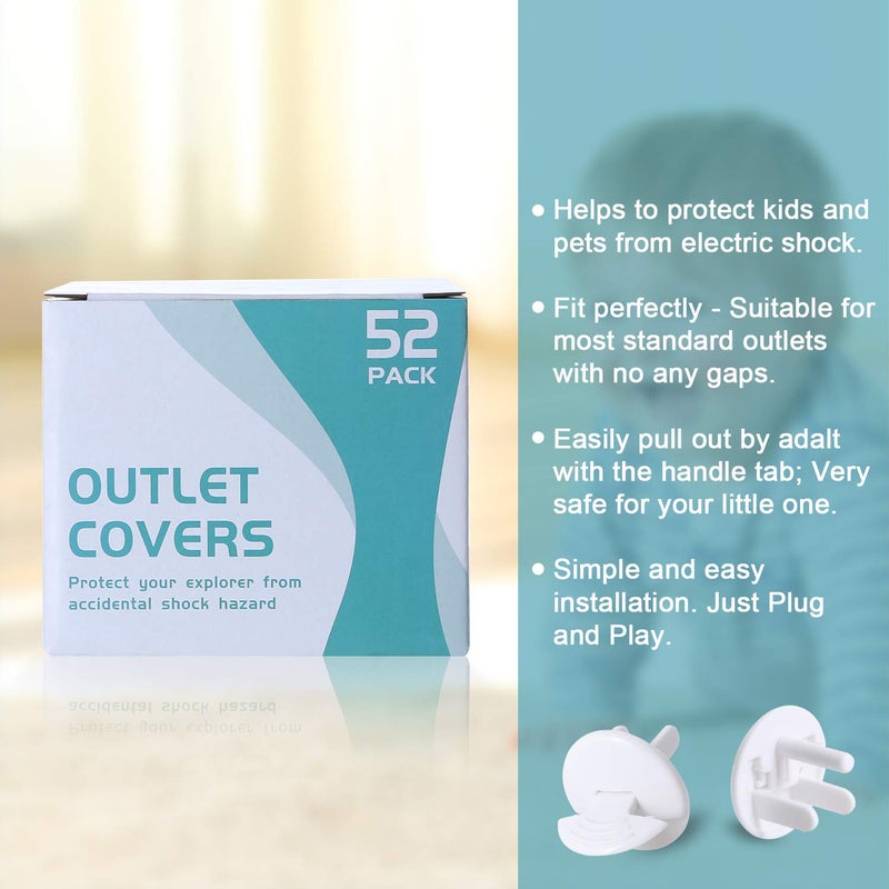 PRObebi Outlet Covers Baby Proofing 52 Pack, Plug Covers for Electrical Outlets, Outlet Plugs Baby Proof for Kids House (White) - Image 4